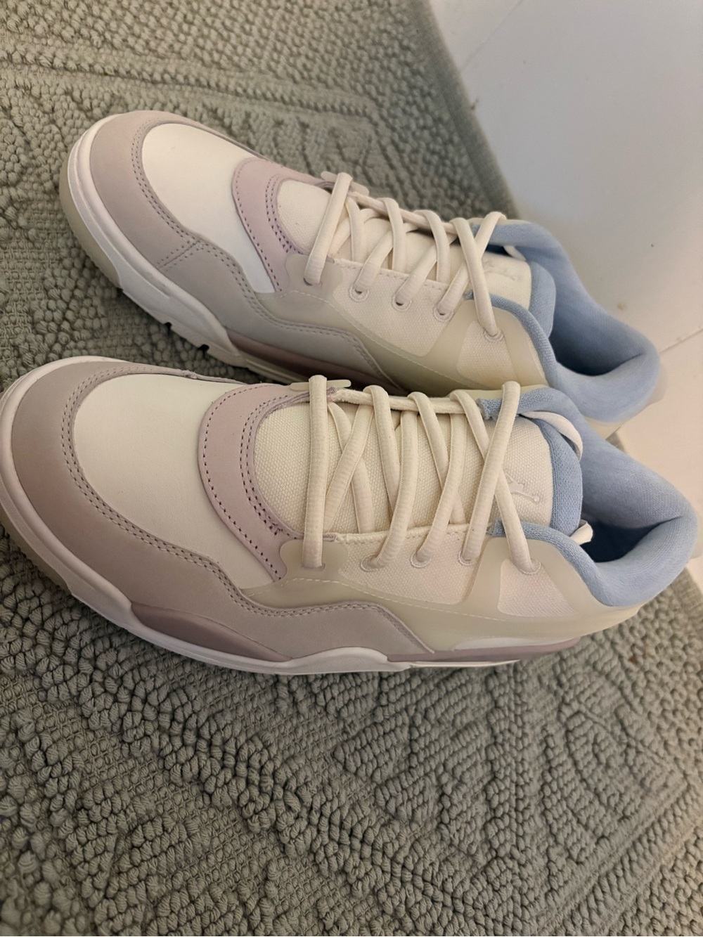 Nike Light Gray and Pale Blue Retro Sneaker